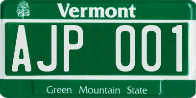 VT license plate AJP001