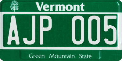 VT license plate AJP005