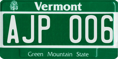 VT license plate AJP006