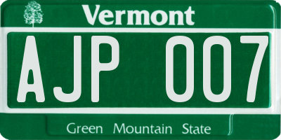 VT license plate AJP007