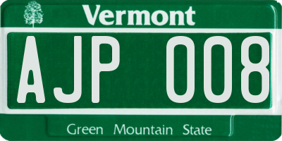 VT license plate AJP008