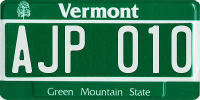VT license plate AJP010