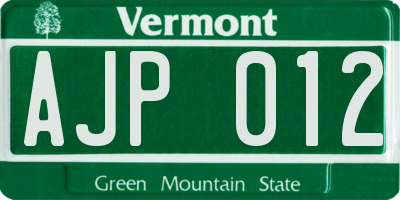 VT license plate AJP012