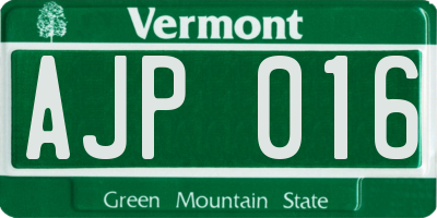 VT license plate AJP016