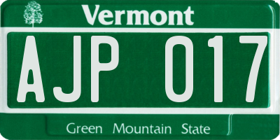 VT license plate AJP017
