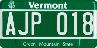 VT license plate AJP018