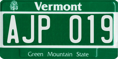 VT license plate AJP019