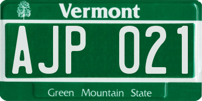VT license plate AJP021