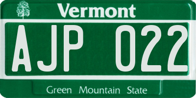 VT license plate AJP022