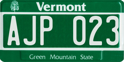 VT license plate AJP023
