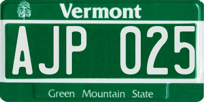 VT license plate AJP025