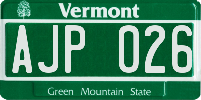 VT license plate AJP026