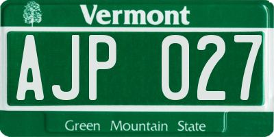 VT license plate AJP027
