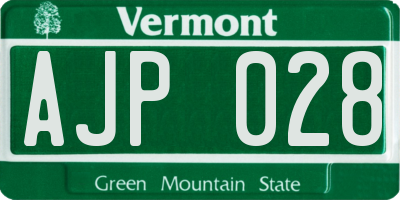 VT license plate AJP028