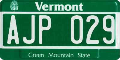 VT license plate AJP029