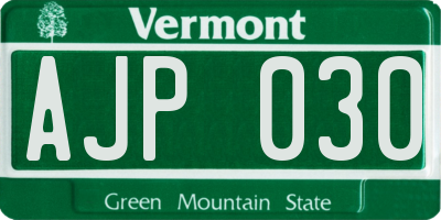 VT license plate AJP030