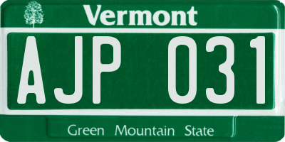 VT license plate AJP031