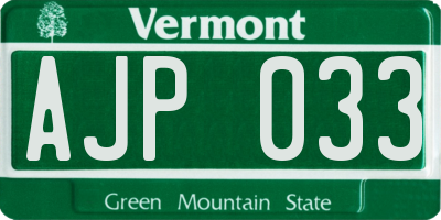 VT license plate AJP033