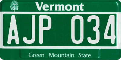VT license plate AJP034