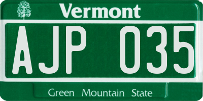 VT license plate AJP035