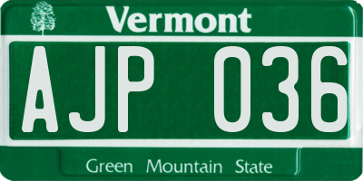 VT license plate AJP036