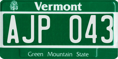 VT license plate AJP043