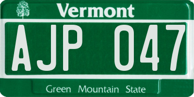 VT license plate AJP047