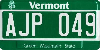 VT license plate AJP049