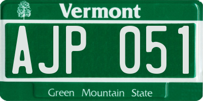 VT license plate AJP051