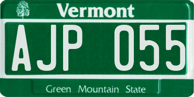 VT license plate AJP055