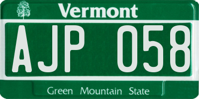 VT license plate AJP058