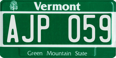 VT license plate AJP059