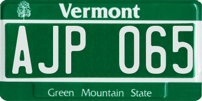 VT license plate AJP065
