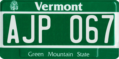 VT license plate AJP067