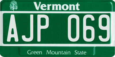 VT license plate AJP069