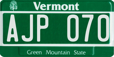 VT license plate AJP070