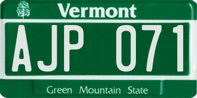 VT license plate AJP071