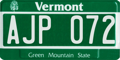 VT license plate AJP072
