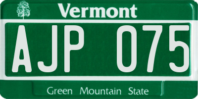 VT license plate AJP075