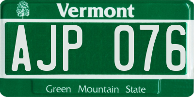 VT license plate AJP076