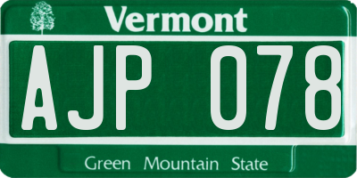 VT license plate AJP078