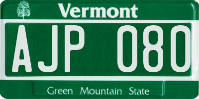 VT license plate AJP080