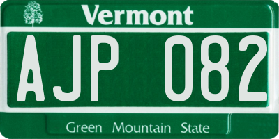 VT license plate AJP082