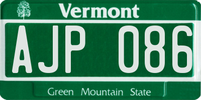 VT license plate AJP086