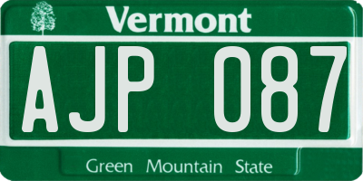 VT license plate AJP087