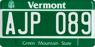 VT license plate AJP089
