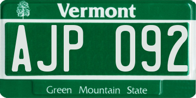 VT license plate AJP092