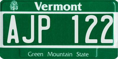 VT license plate AJP122