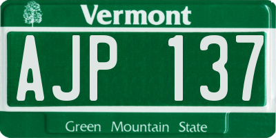 VT license plate AJP137