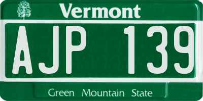 VT license plate AJP139